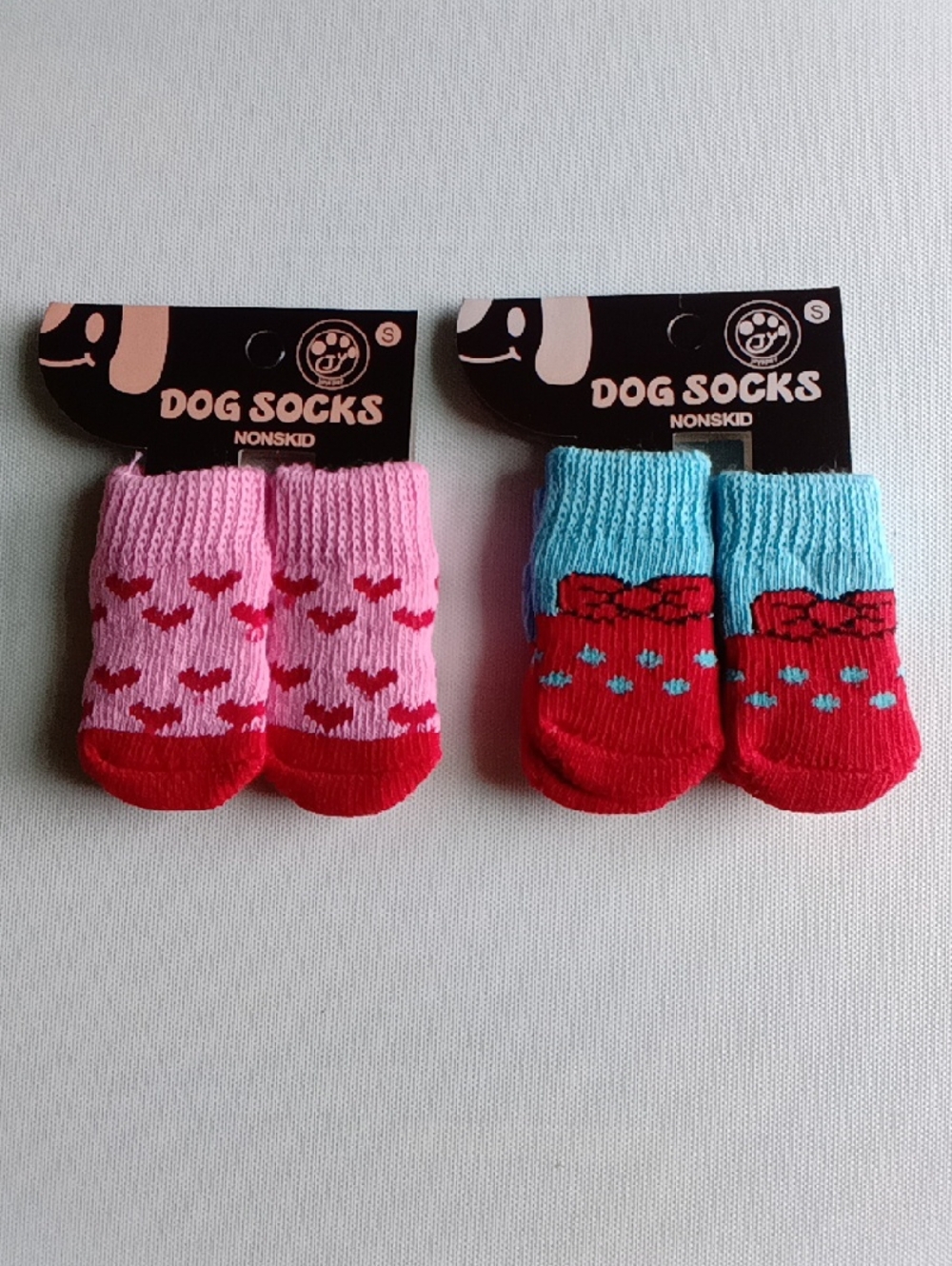 (2pack) Anti-Slip Dog 🐶 Socks & Cat 😺 Socks Paw Protector Size Small